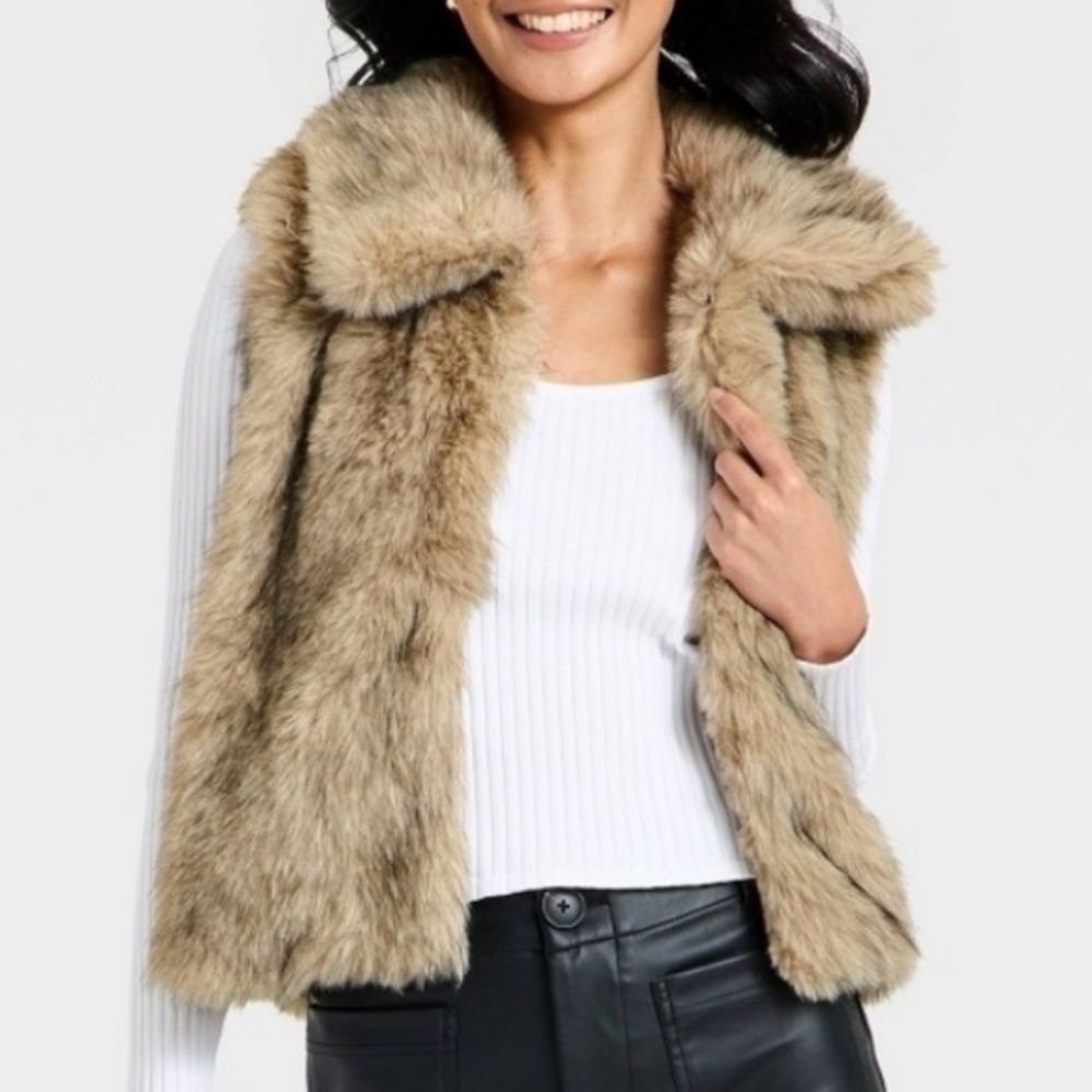 A New Day Tan Faux Fur Vest